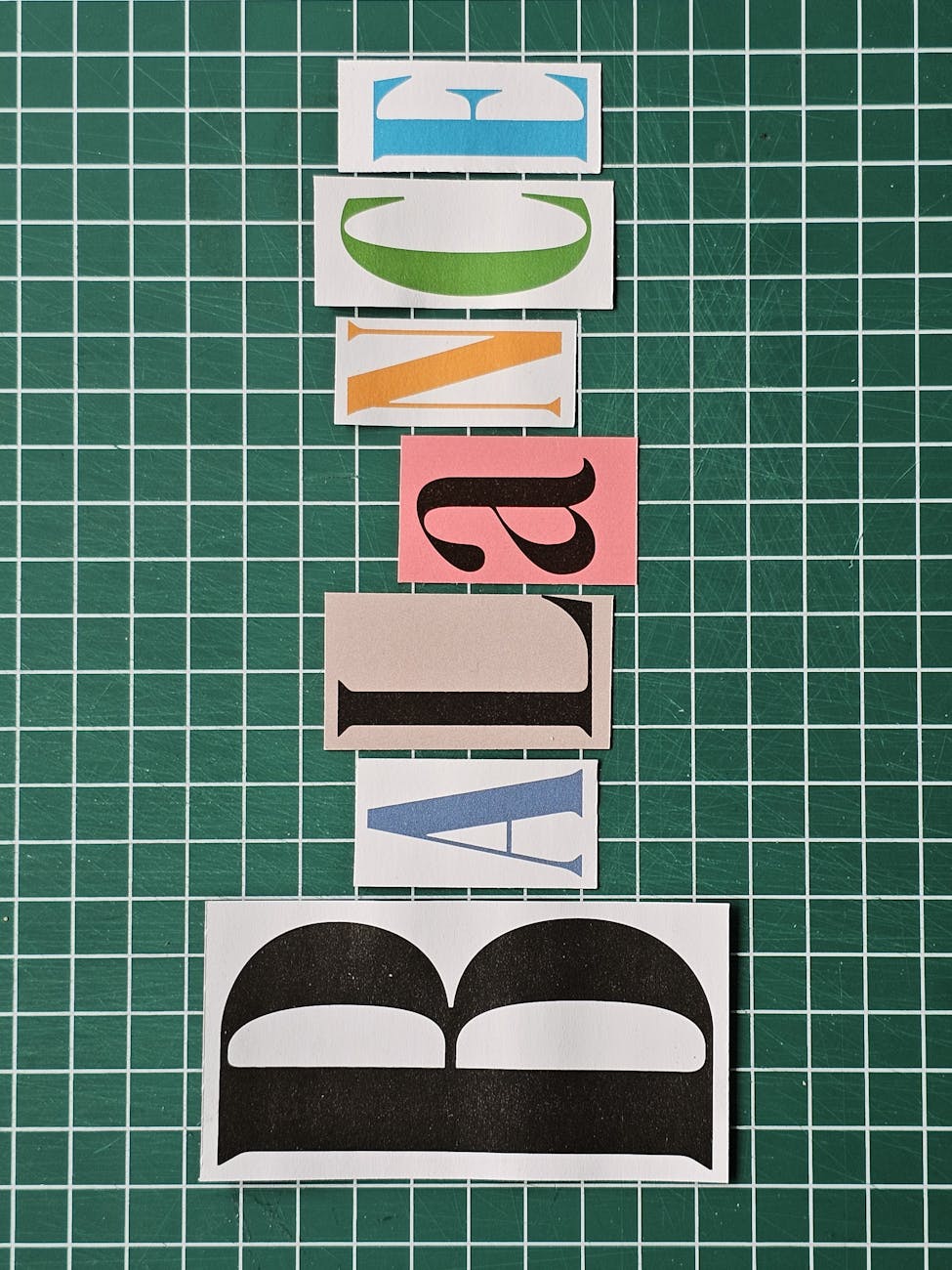 Abstract design system color palette and typography grid